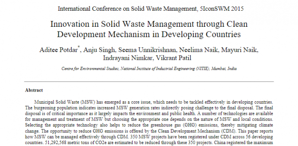 Innovation in Solid Waste Management through Clean Development Mechanism in Developing Countries