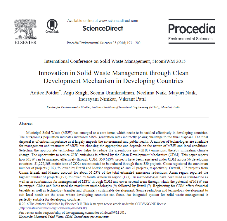 Innovation in Solid Waste Management through Clean Development Mechanism in Developing Countries